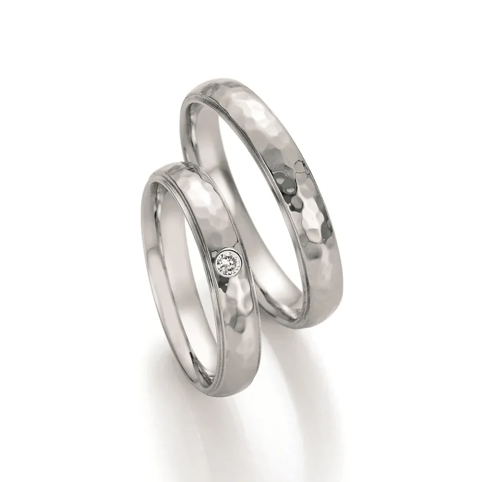 Alianzas de boda de paladio con diamante