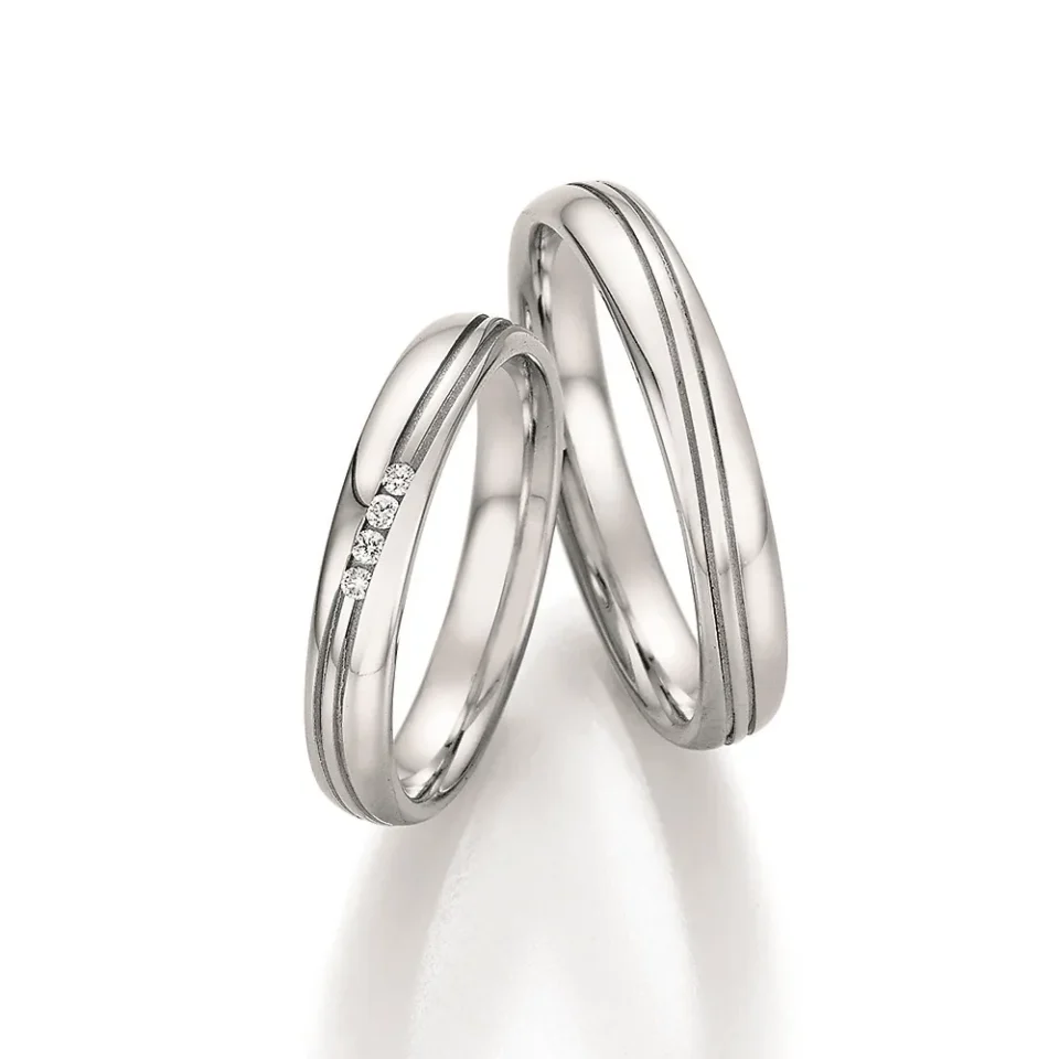Alianzas de boda de paladio con diamantes