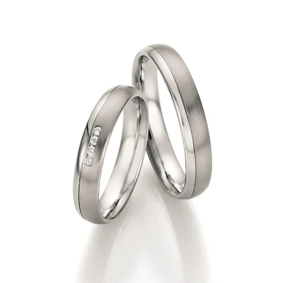 Alianzas de boda de paladio con diamantes