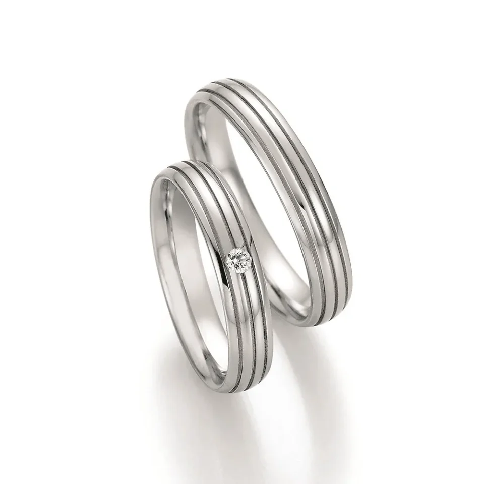 Alianzas de boda de paladio con diamante