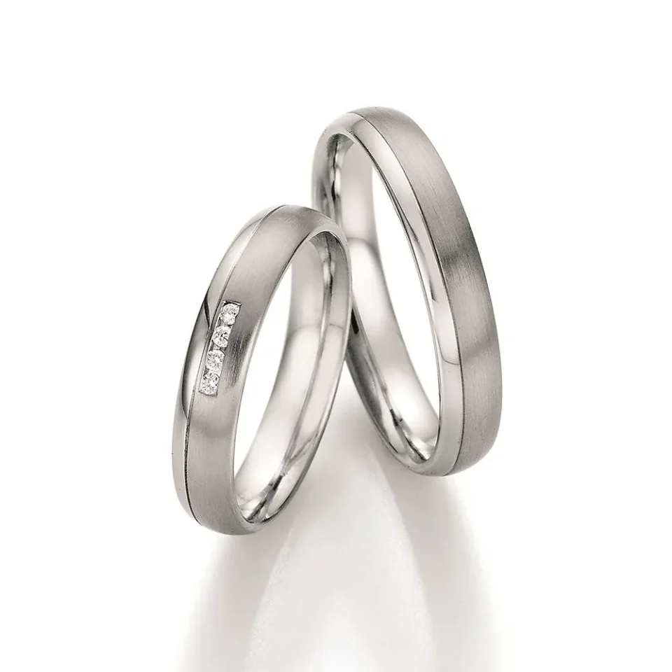 Alianzas de boda de paladio con diamantes