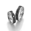 Alianzas de boda de platino y carbono con diamante