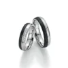 Alianzas de boda de platino y carbono con diamantes