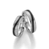 Alianzas de boda de platino y carbono con diamantes