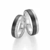 Alianzas de boda de platino y carbono con diamantes