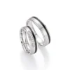 Alianzas de boda de platino y carbono con diamantes