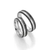 Alianzas de boda de platino y carbono con diamantes
