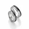 Alianzas de boda de platino y carbono con diamantes