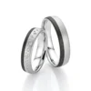 Alianzas de boda de platino y carbono con diamantes