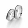Alianzas de boda de platino y carbono con diamantes
