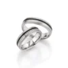 Alianzas de boda de platino y carbono con diamantes