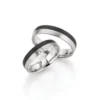 Alianzas de boda de platino y carbono con diamantes