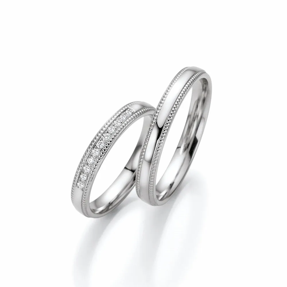 Alianzas de boda de platino con diamantes