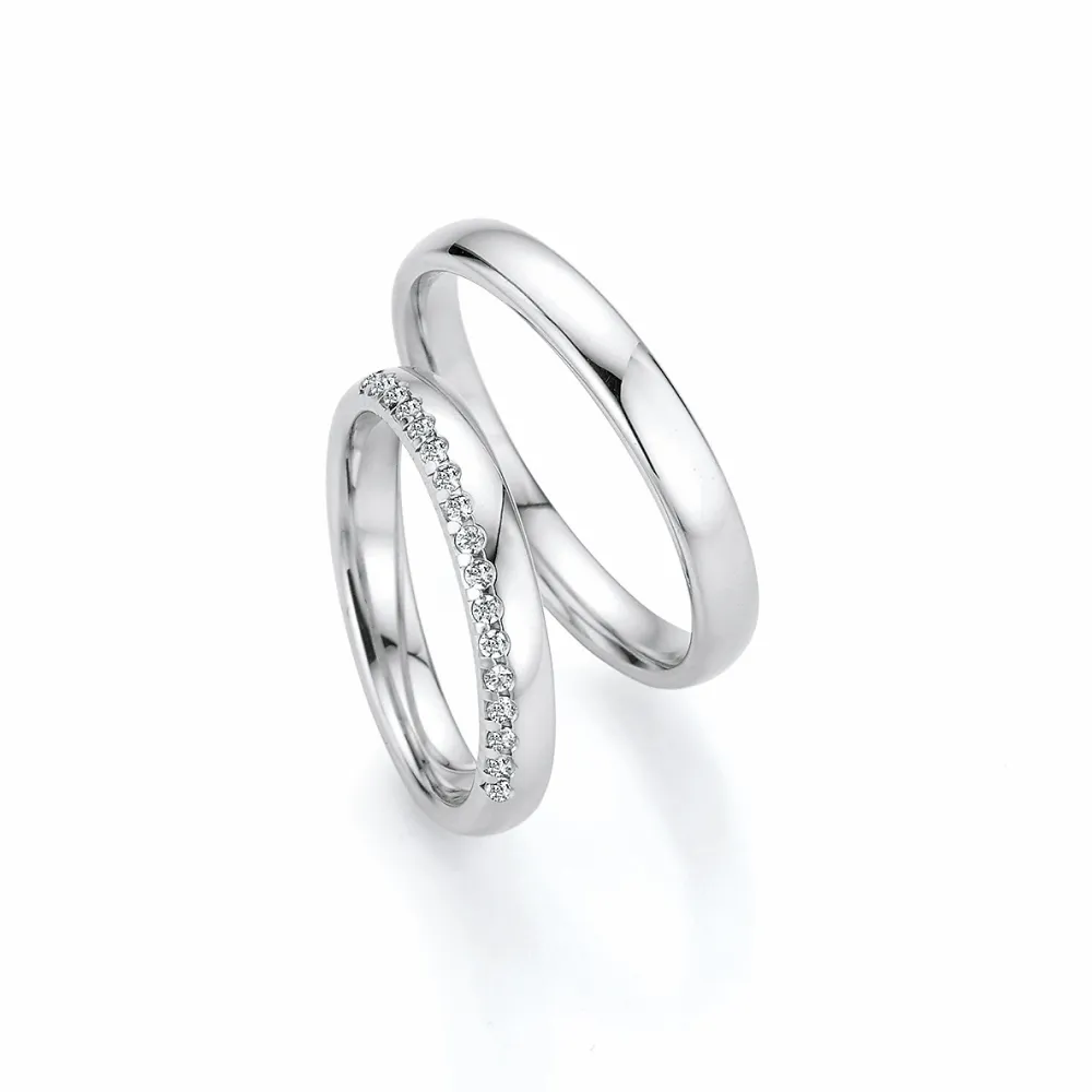 Alianzas de boda de oro blanco con diamantes