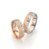 Alianzas de boda de platino y oro rosado con diamantes