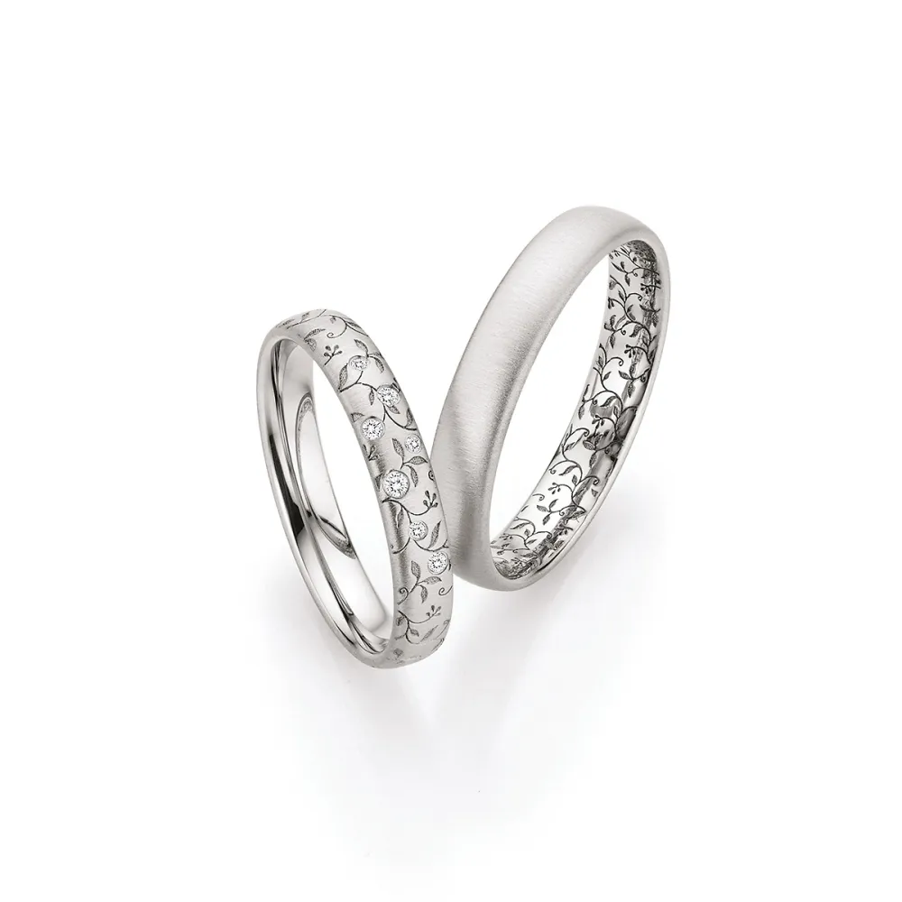 Alianzas de boda de platino con diamantes