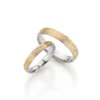 Alianzas de boda de platino y oro albaricoque con diamantes