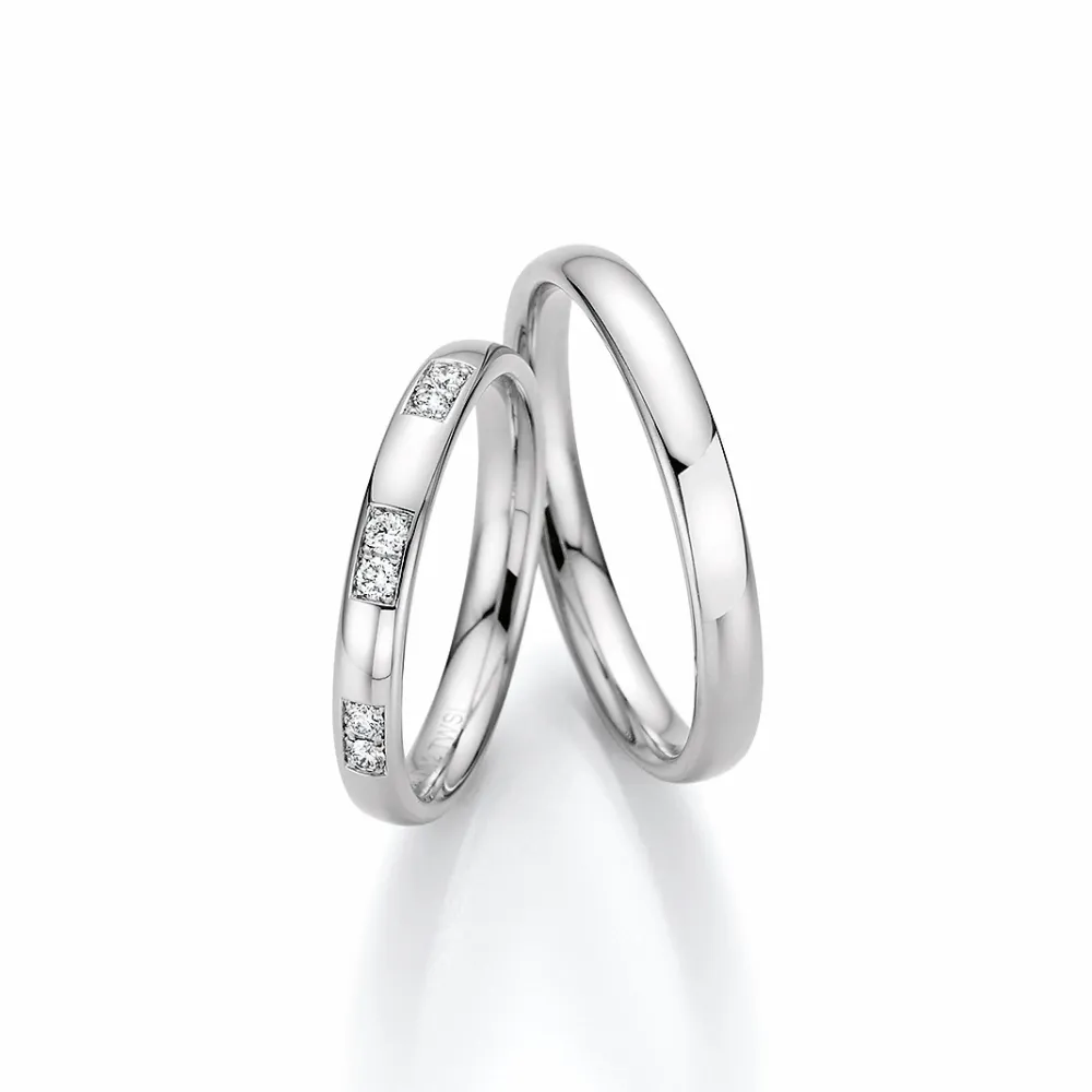Alianzas de boda de oro blanco con diamantes