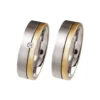 Alianzas de boda de acero y oro amarillo con diamante