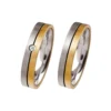 Alianzas de boda de acero y oro amarillo con diamante