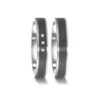 Alianzas de boda de acero y carbono con diamantes