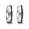 Alianzas de boda de acero y cerámica con diamante