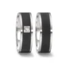 Alianzas de boda de acero y cerámica con diamante