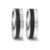 Alianzas de boda de acero y cerámica con diamantes