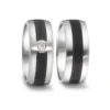 Alianzas de boda de acero y cerámica con diamante