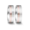 Alianzas de boda de acero y oro rosado con diamante