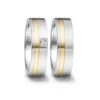 Alianzas de boda de acero y oro amarillo con diamante