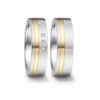 Alianzas de boda de acero y oro amarillo con diamantes