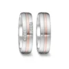 Alianzas de boda de acero y oro rosado con diamantes