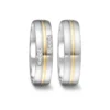 Alianzas de boda de acero y oro amarillo con diamantes