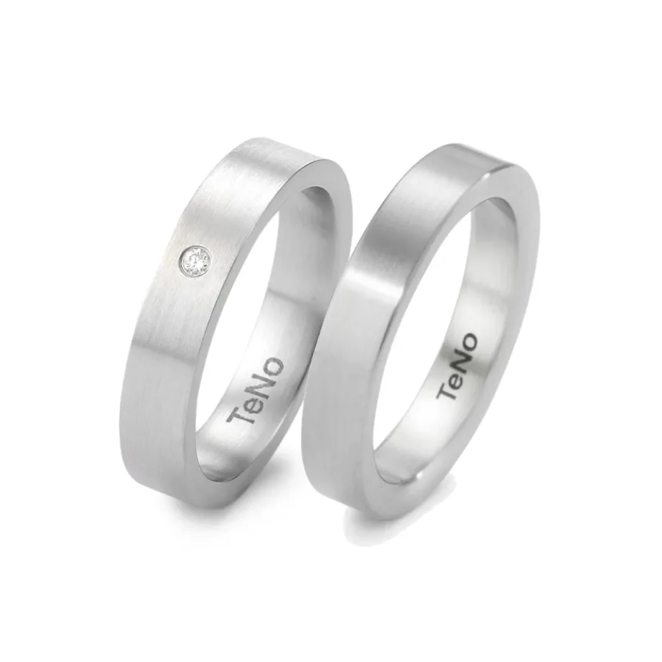 Alianzas de boda de acero con diamante