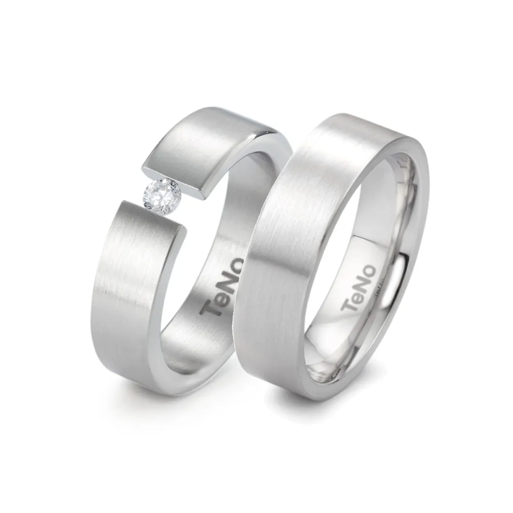 Alianzas de boda de acero con diamante