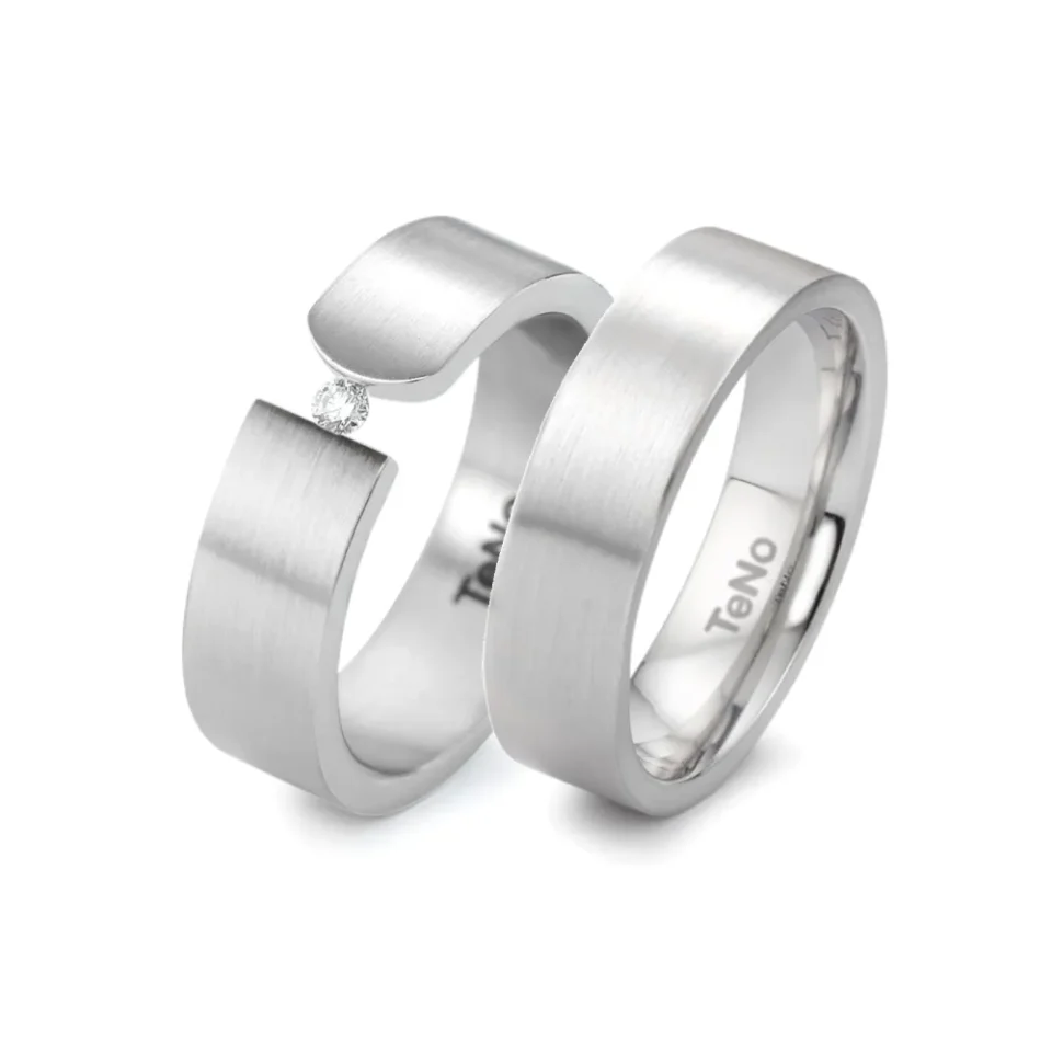 Alianzas de boda de acero con diamante