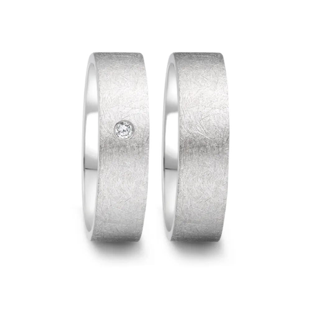 Alianzas de boda de acero con diamante