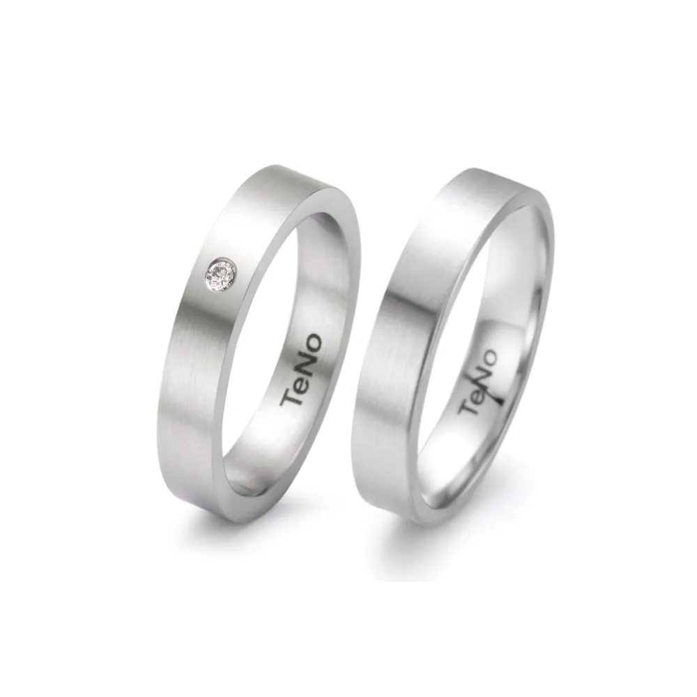 Alianzas de boda de acero con diamante