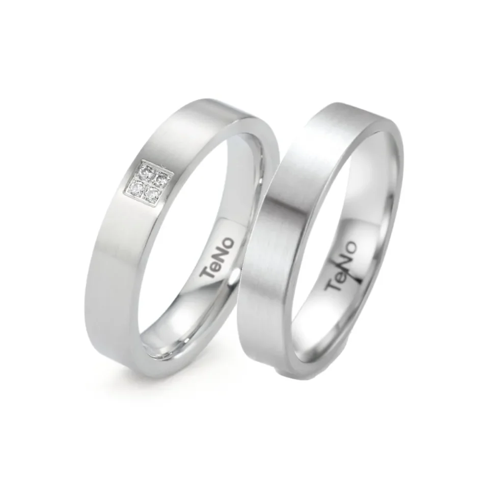 Alianzas de boda de acero con diamantes