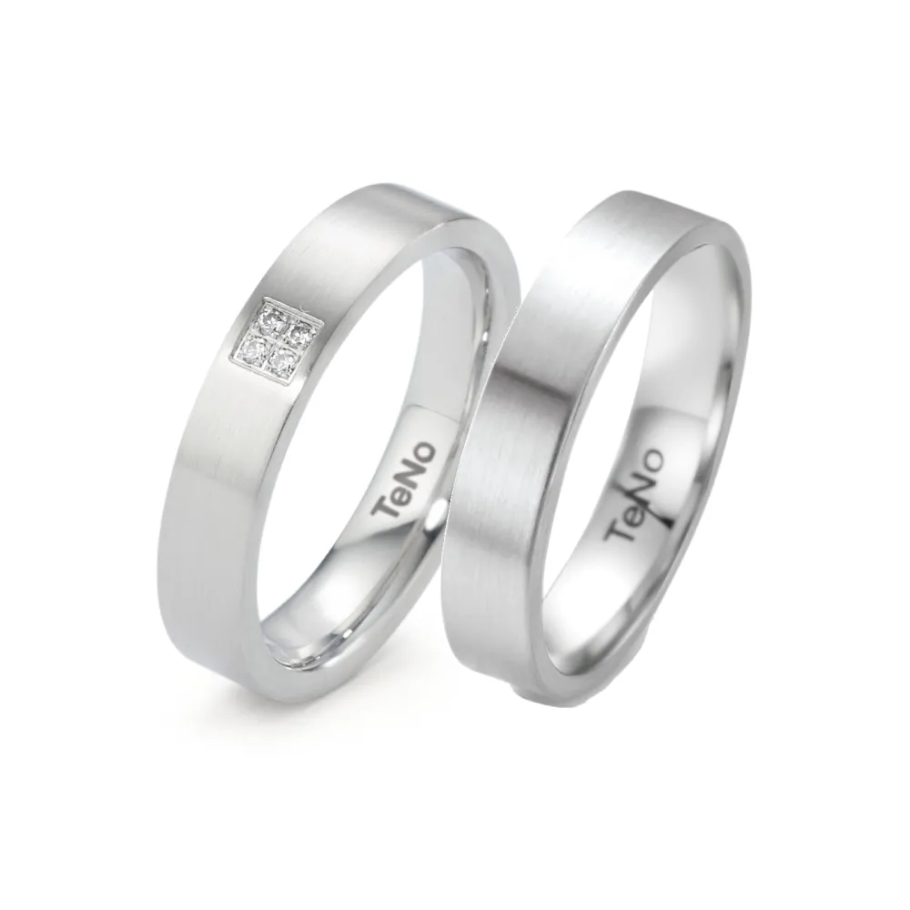 Alianzas de boda de acero con diamantes