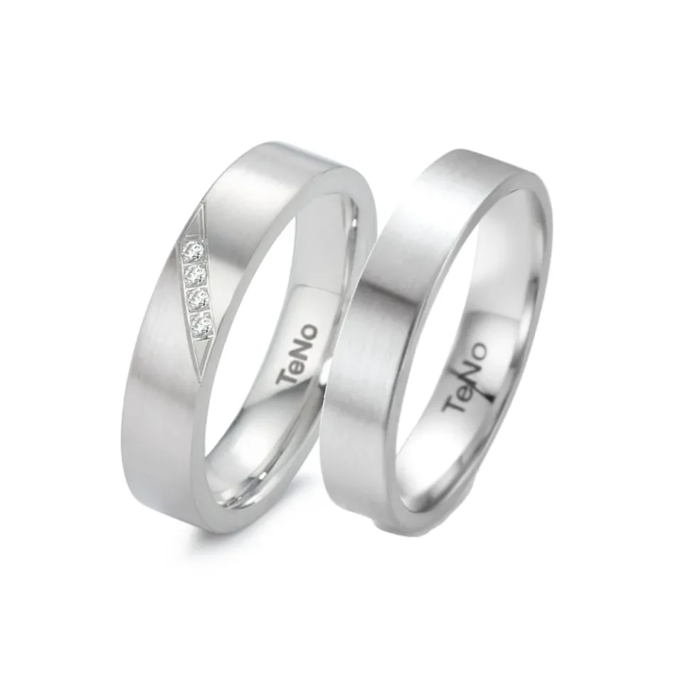 Alianzas de boda de acero con diamantes