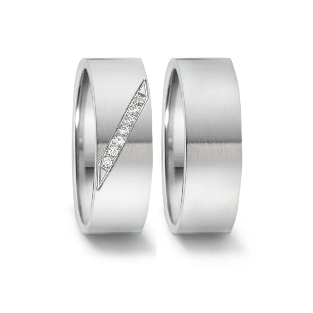 Alianzas de boda de acero con diamantes