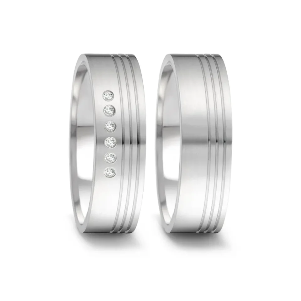 Alianzas de boda de acero con diamantes