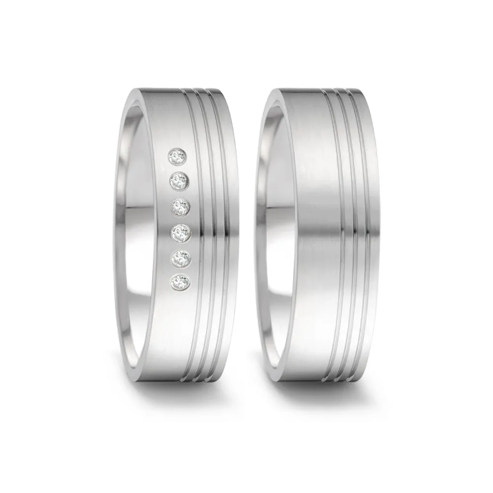 Alianzas de boda de acero con diamantes