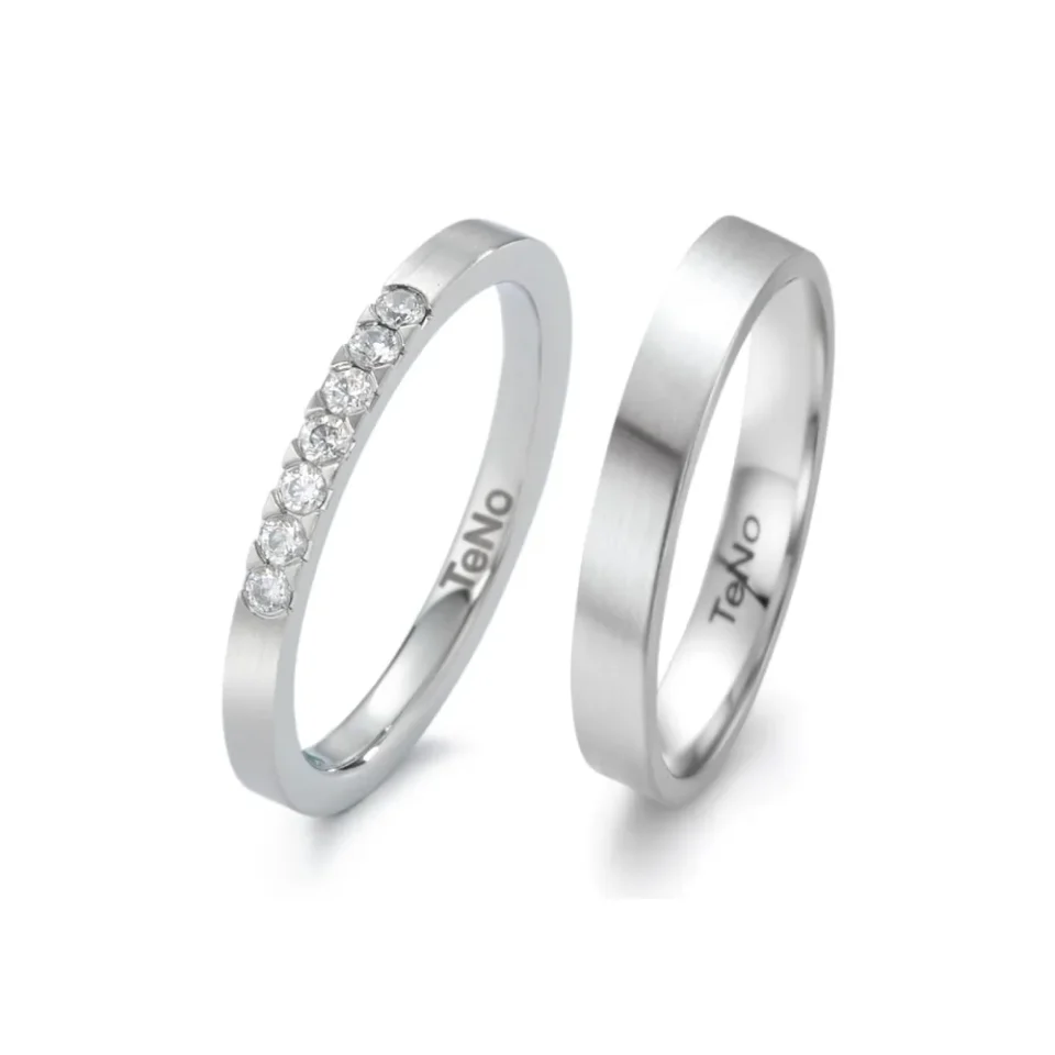 Alianzas de boda de acero con diamantes