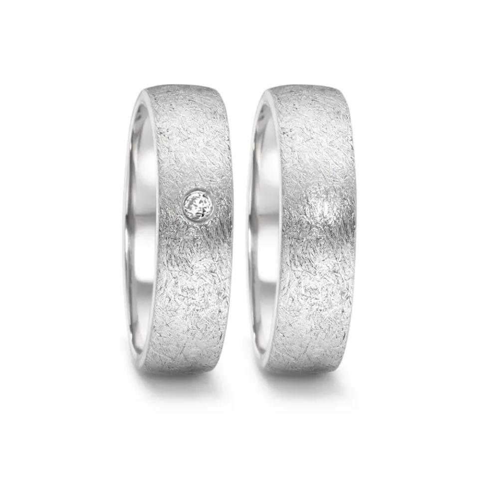 Alianzas de boda de acero con diamante