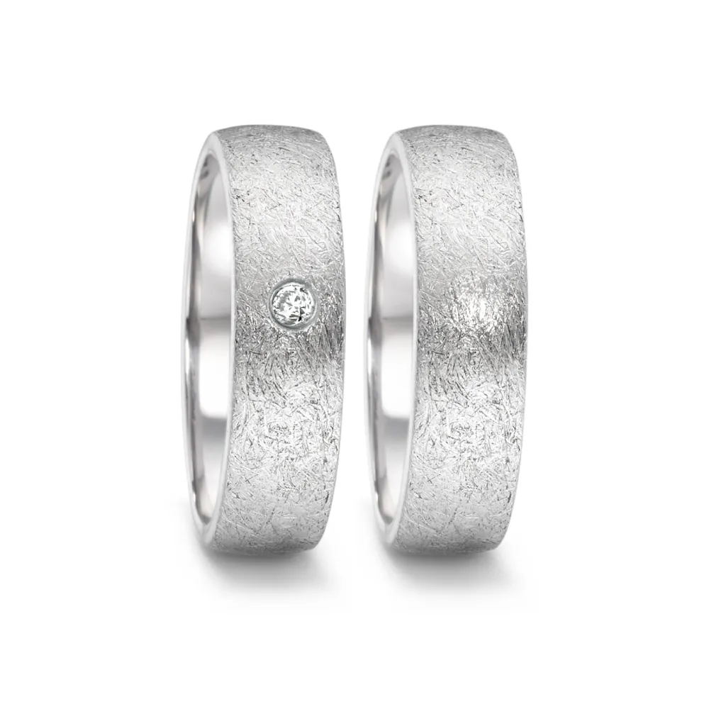 Alianzas de boda de acero con diamante