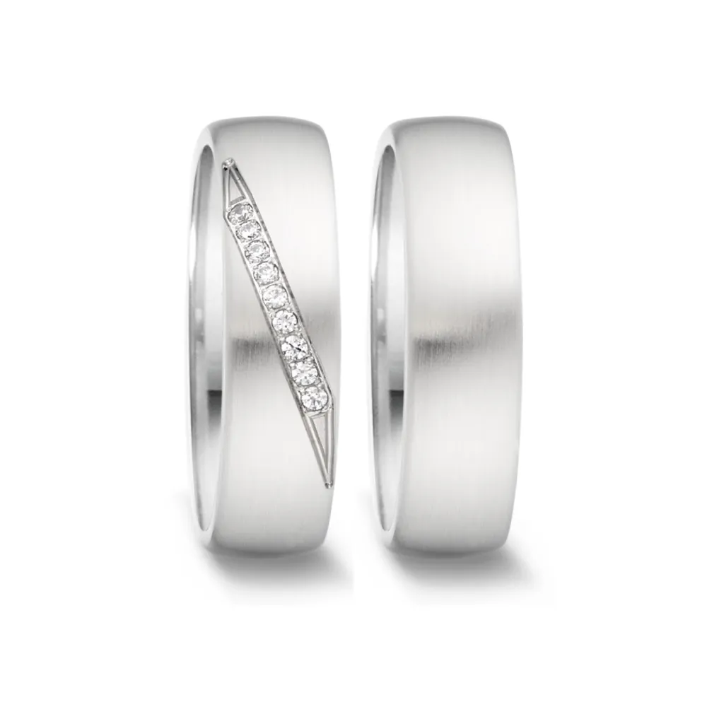 Alianzas de boda de acero con diamantes