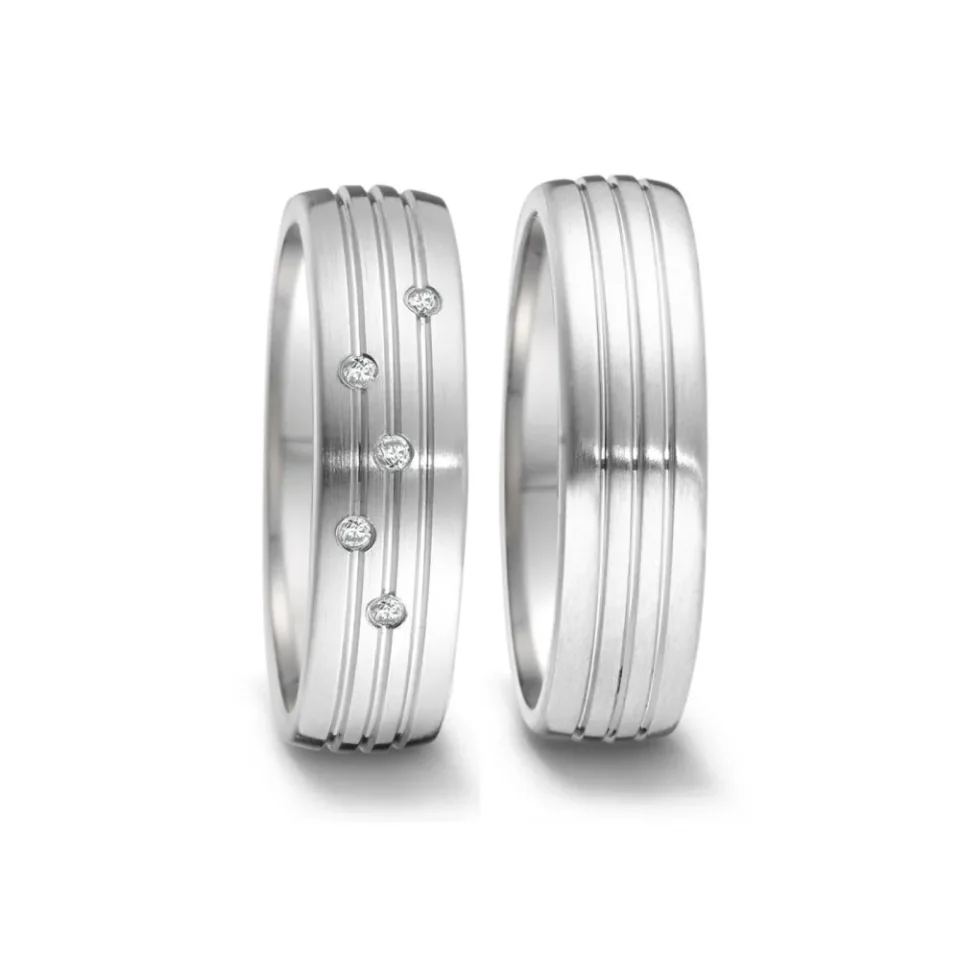 Alianzas de boda de acero con diamantes